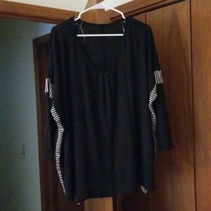 Solid black blouse with striped sides